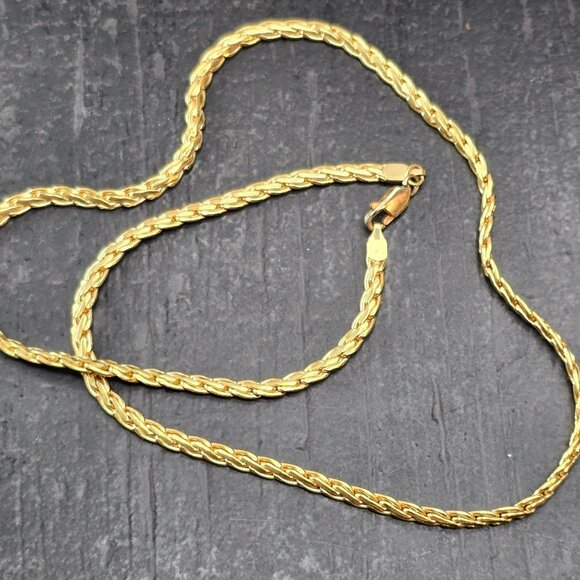 Gold Filled 1/20 Wide Wheat Rope Chain Necklace 20" Lobster Clasp Jewelry JJ4157 - Picture 1 of 8